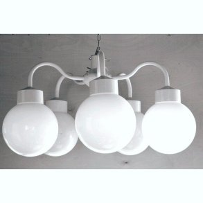 Sixtet lampe, 6 - armet med hvide kupler