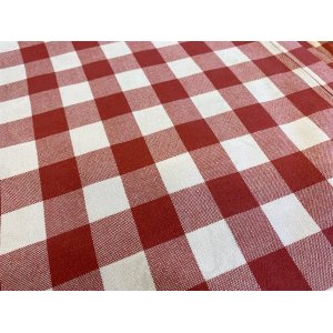 Stofdug - r�d/hvid tern - 140 x 230 inkl. vask