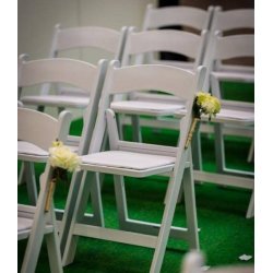 Hvid Wimbledon klapstol, med hvidt kunstl�der s�de