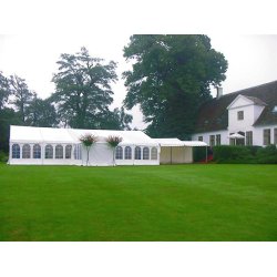 Festtelt - bredde 12m- hvid m/vinduer, forl�nges med 3m sektioner