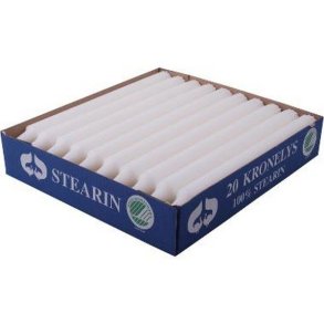 20 stk. Kronelys, 20x240mm cm, hvid
