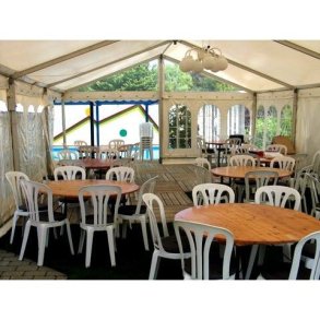 Festtelt - bredde 6m- hvid m/vinduer, forl�nges med 3m sektioner