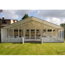 Festtelt- bredde 9m hvid m/vinduer, forl�nges med 3m sektioner